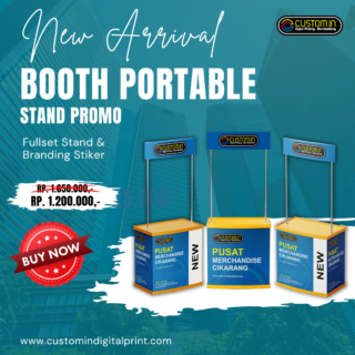 booth portable alumunium stand promo fullset stiker